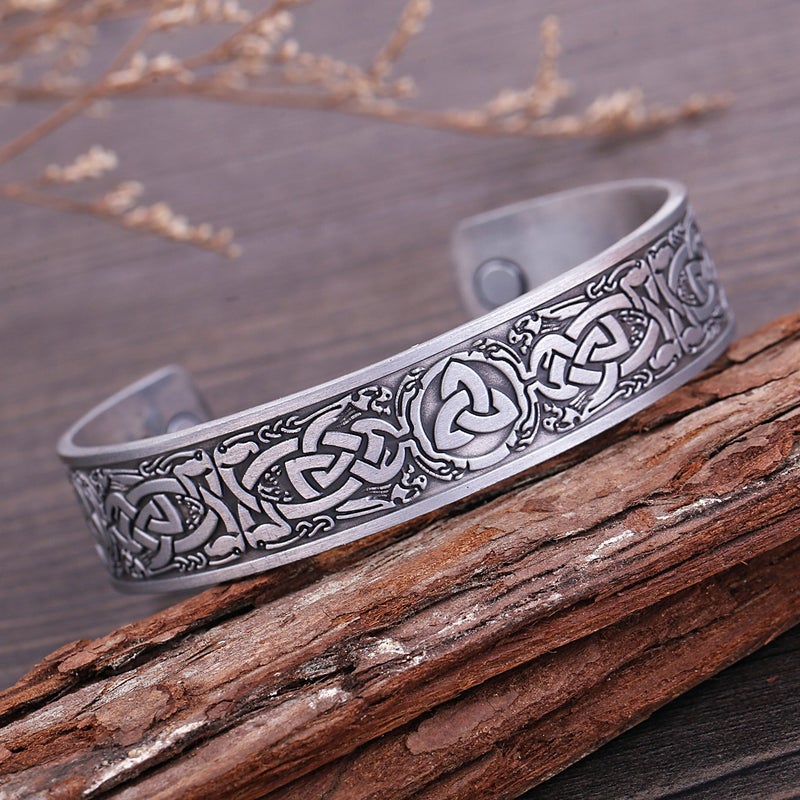 Lemegeton Norse Celtic Knot Bracelet Trinity Knot Bracelet Mens Viking Cuff Bangle for Women - Image 3
